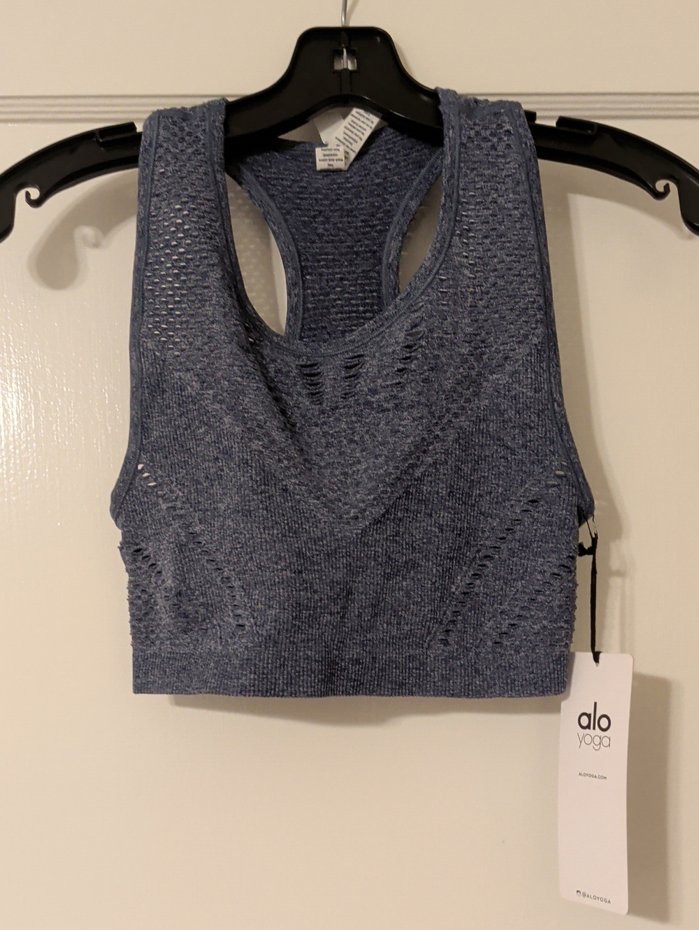 ALO Yoga Indigo Blue Seamless Lark Crop Top Size Small